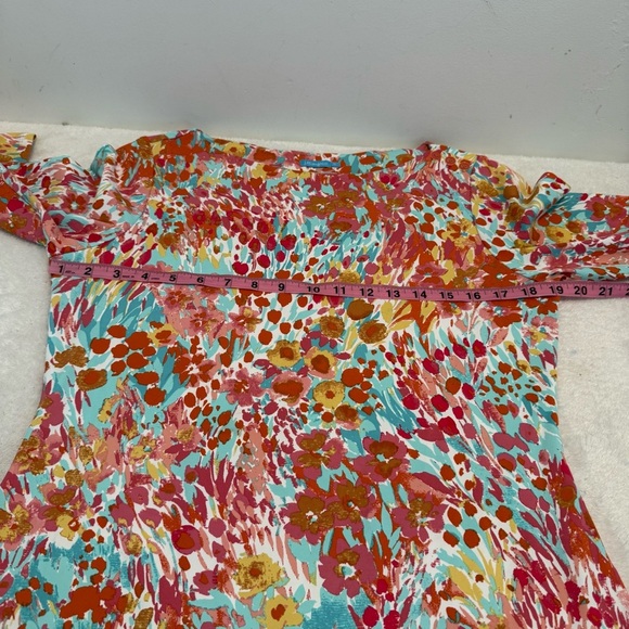 J. Mclaughlin Catalina Cloth 3/4 Sleeve Crewneck Floral Top Size M - Picture 6 of 7